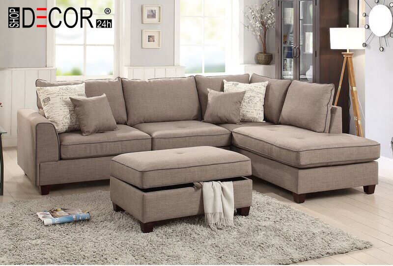 Ghế sofa chữ L cùng 1 đôn trữ đồ tiện dụng-PK-GS-104