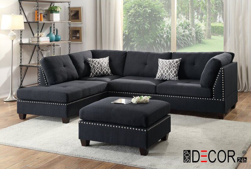 Bộ ghế sofa đính hạt chữ L cùng 1 đôn-PK-GS-105