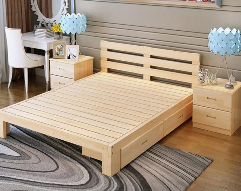 GIƯỜNG GỖ TỰ NHIÊN KÈM NGĂN KÉO-PN-GN-109
