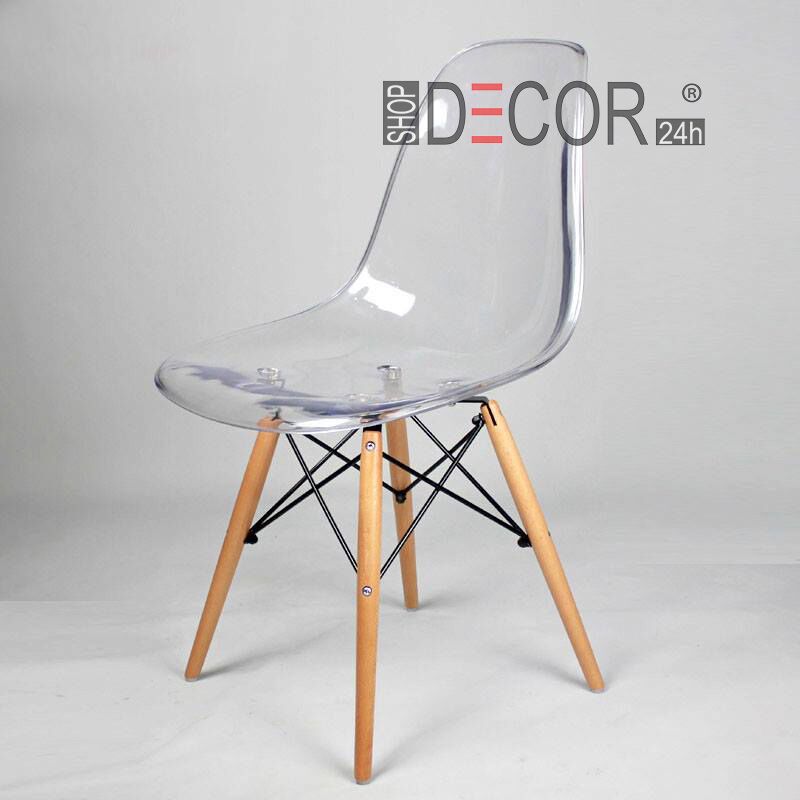 Ghế Eames cầu vồng trong suốt chân gỗ đan đẹp giá rẻ-PK-G-112