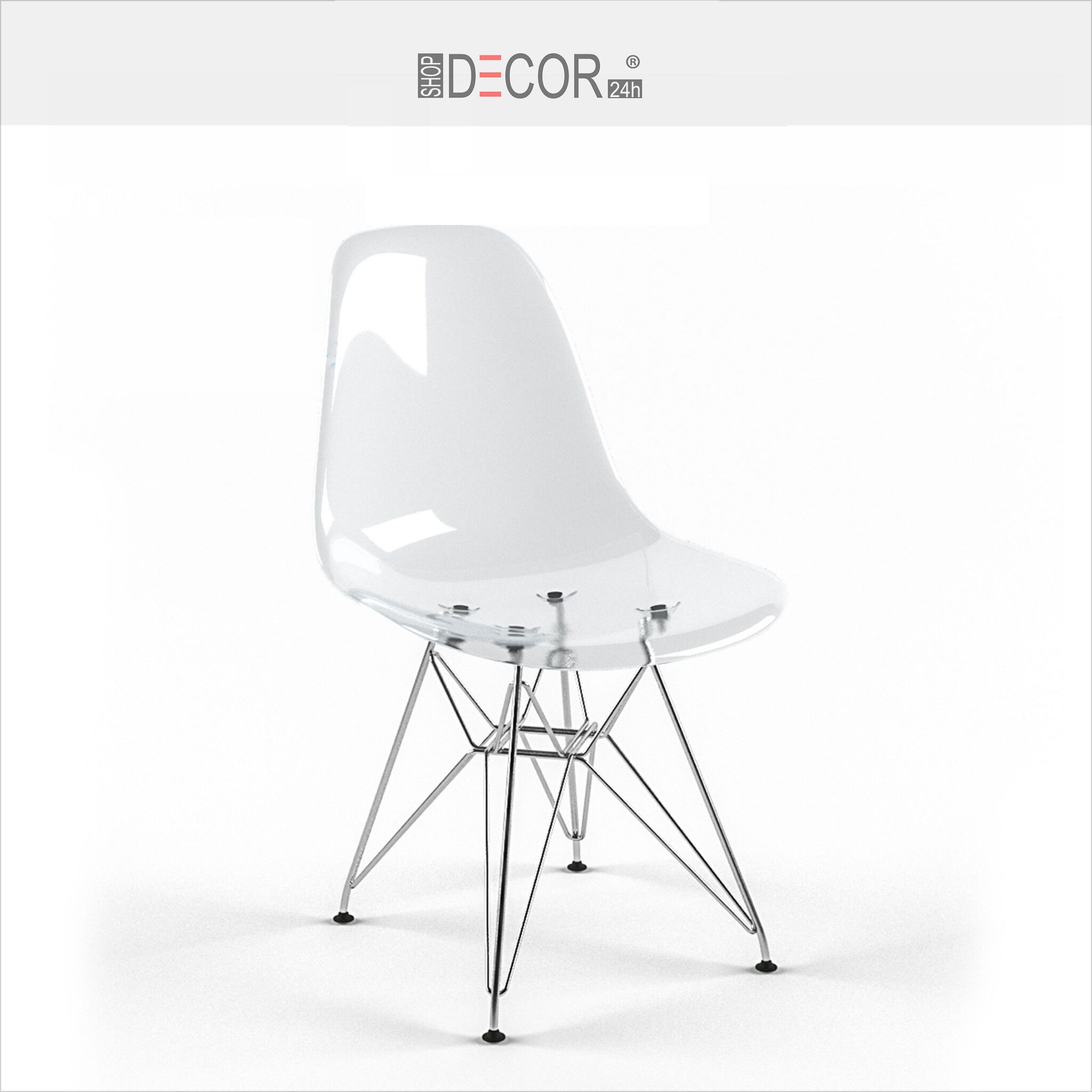 Ghế cafe eames cầu vồng chân thép trong suốt-PK-G-113