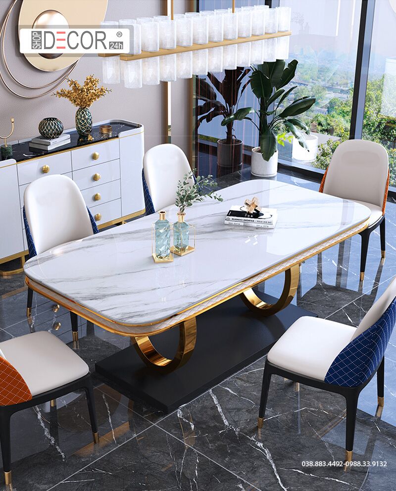 BÀN ĂN VIỀN DA ĐẾ ĐEN PK-BA-119