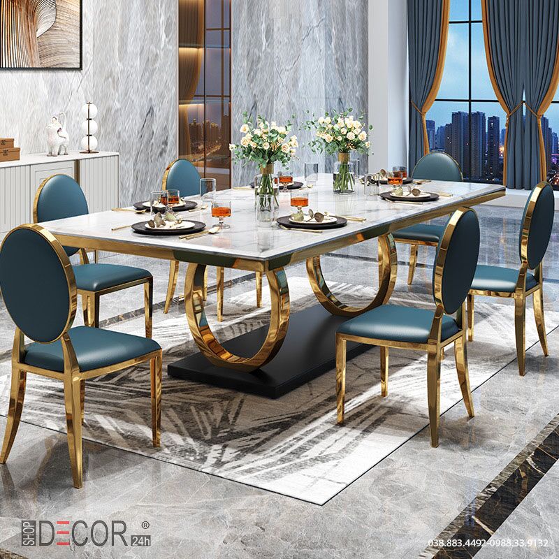 BÀN ĂN MẠ VÀNG ĐẾ ĐEN PK-BA-120